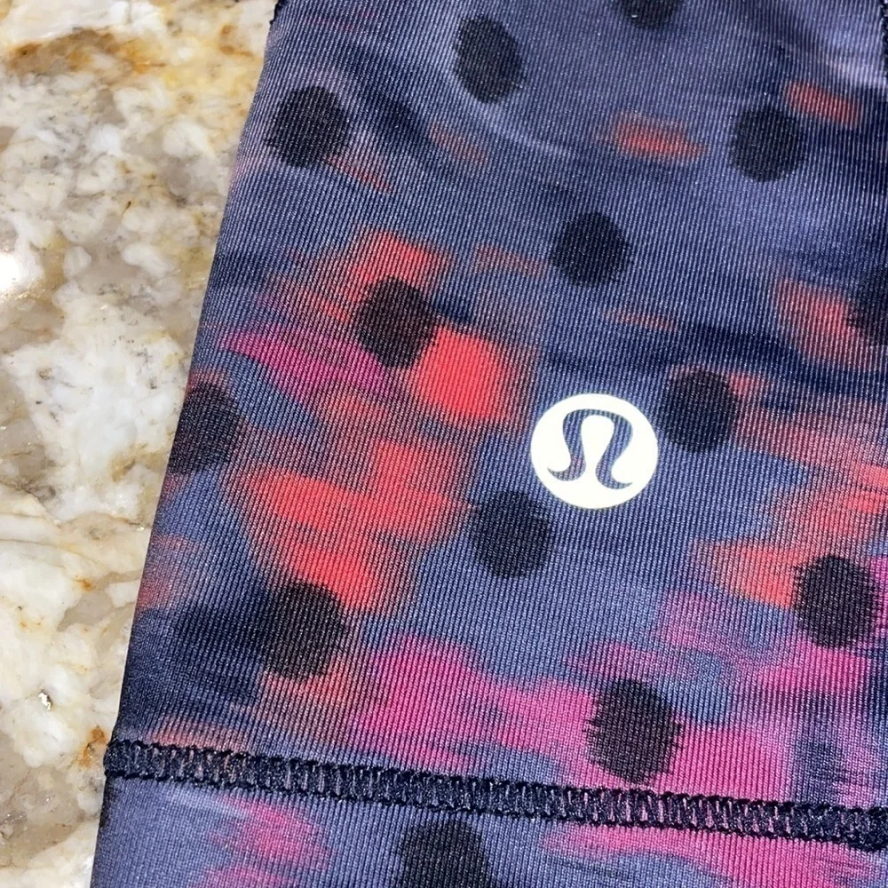Lululemon Kanto Catch Me Tank Top pink purple polka dot cross back